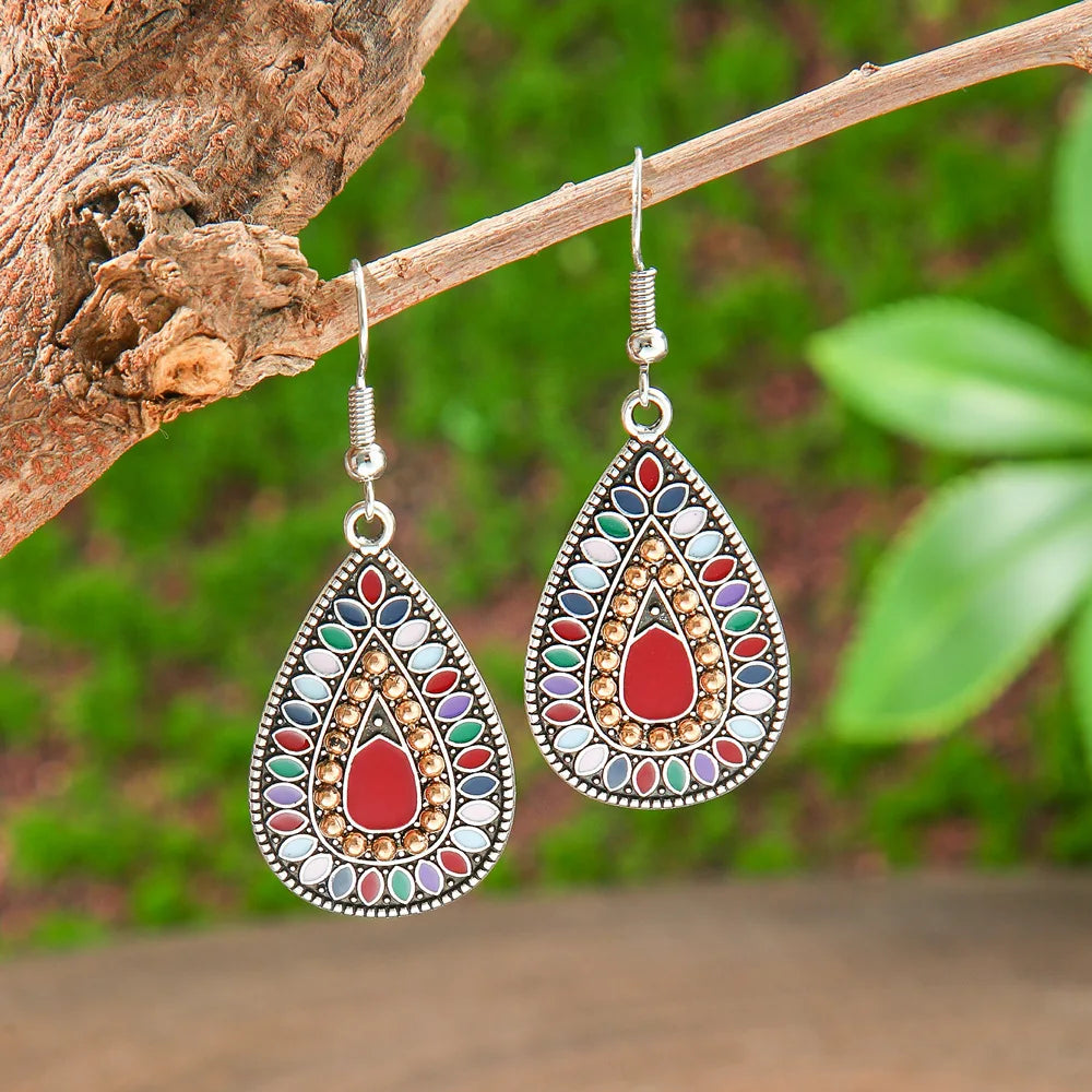 011 - Bohemian Water & Oil Drop Dangle Earrings