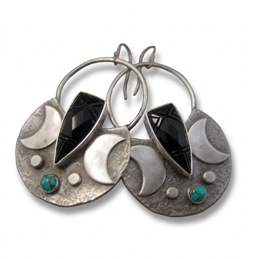 011 - Lunar Mosaic Moon Drop Earrings