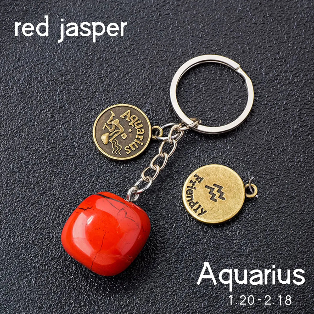 014 - Natural Crystal Zodiac Keychain
