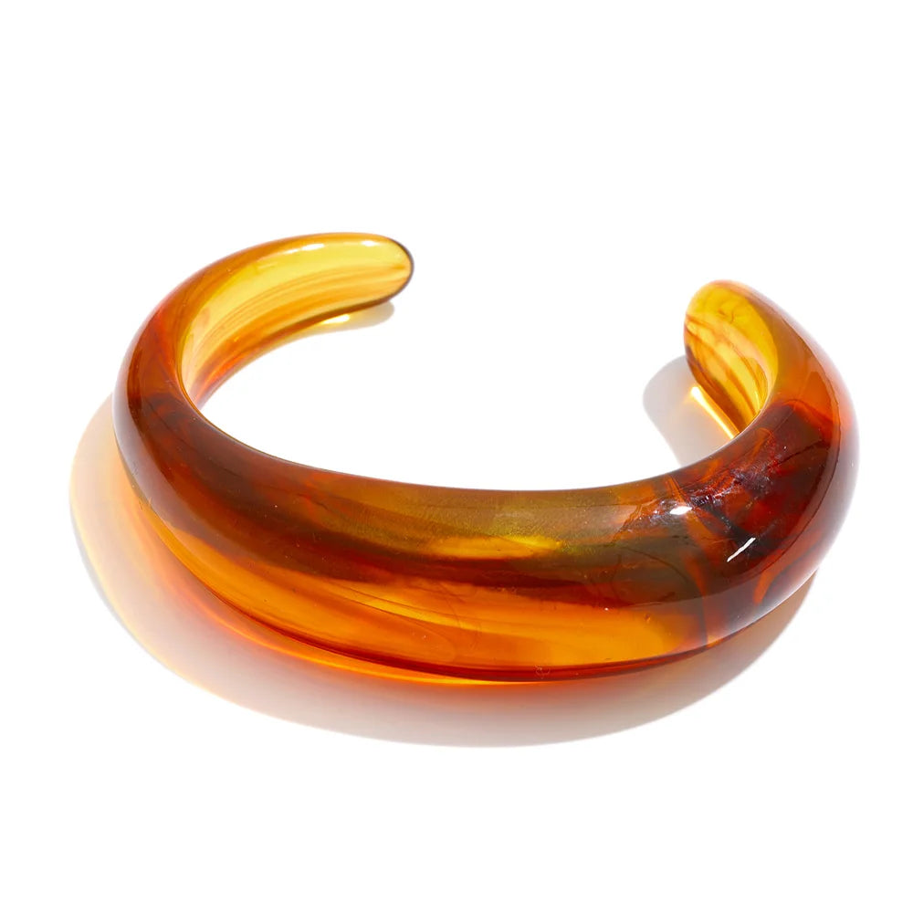 011 - Soft Spring Open Cuff Bangle Acrylic Bracelet