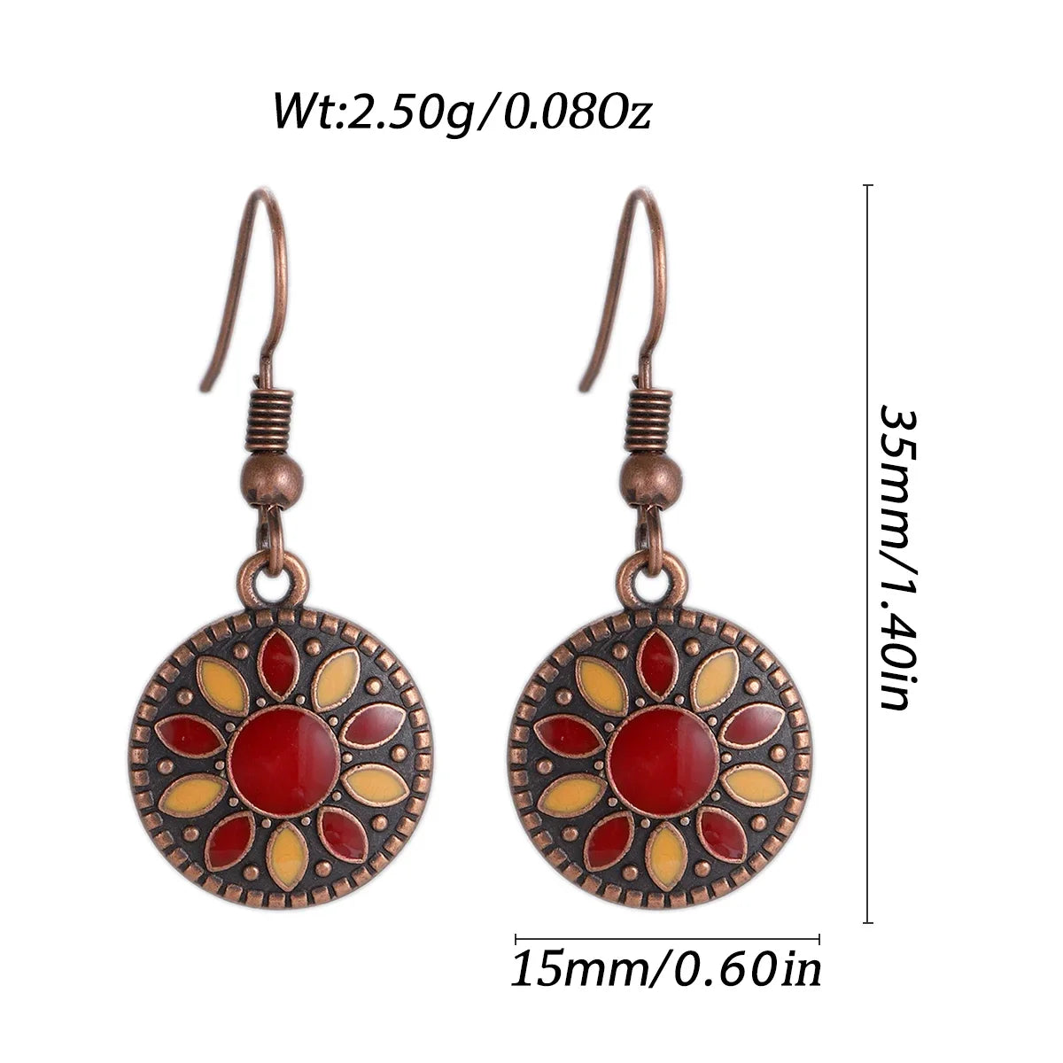 011 - Vintage Bohemian Flowers Water & Oil Drop Earrings