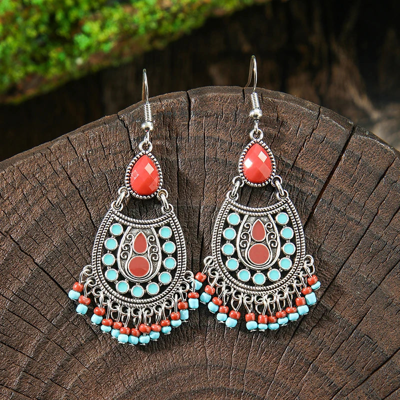 011 - Bohemian Bloom Water & Oil Drop Earrings