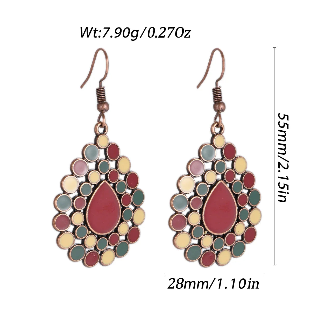 011 - Vintage Bohemian Flowers Water & Oil Drop Earrings
