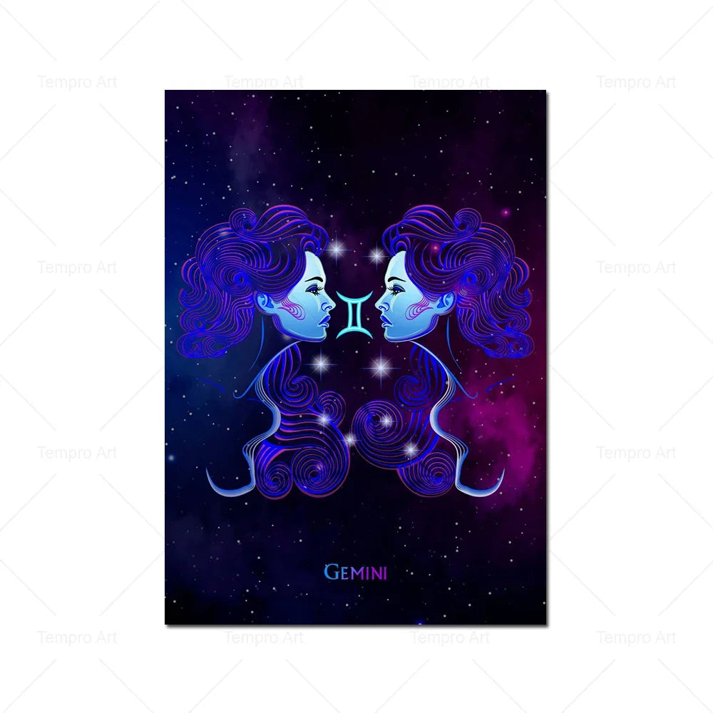 002 - Neon Zodiac Canvas Print Wall Art