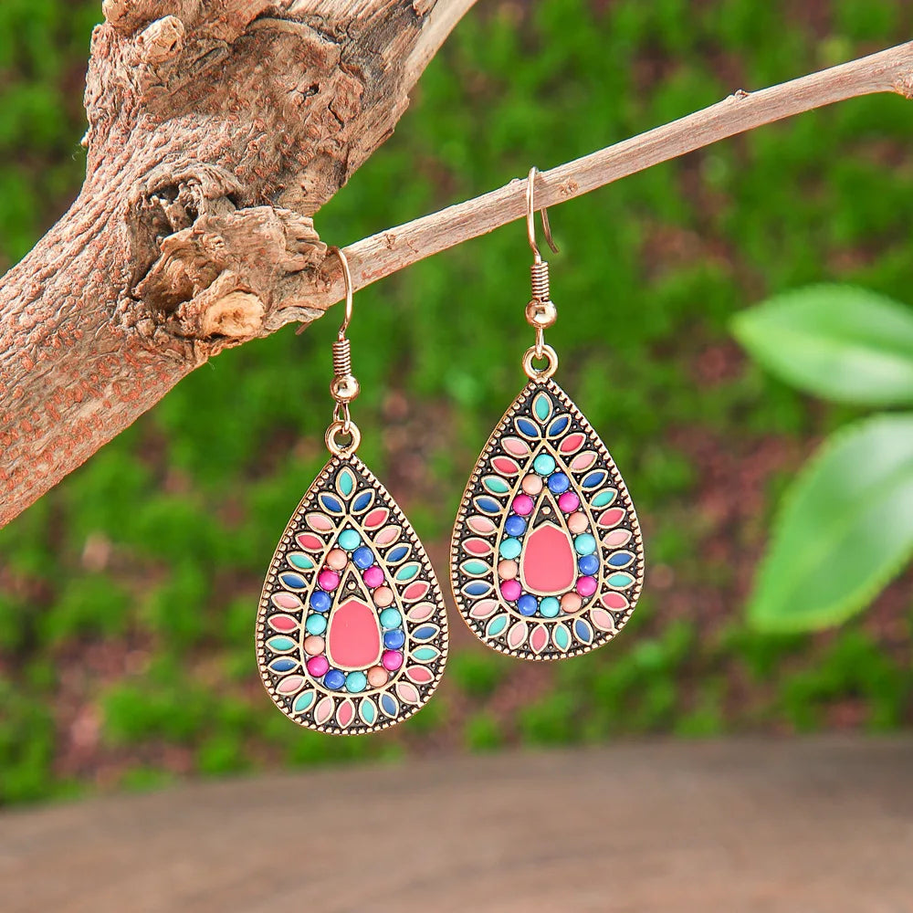 011 - Bohemian Water & Oil Drop Dangle Earrings
