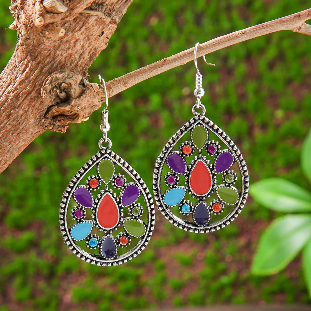 011 - Bohemian Water & Oil Drop Dangle Earrings