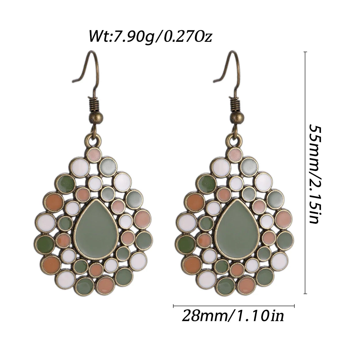 011 - Vintage Bohemian Flowers Water & Oil Drop Earrings
