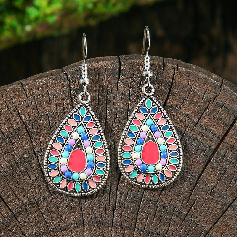 011 - Bohemian Bloom Water & Oil Drop Earrings