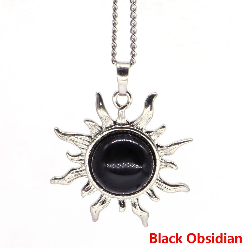 011 - Crystal Sun Stone Pendant Necklace