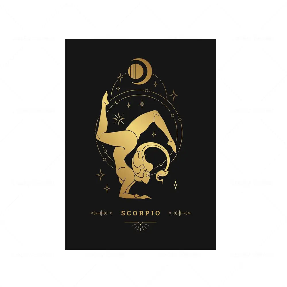 012 - Retro 12 Zodiac Canvas Print Wall Art