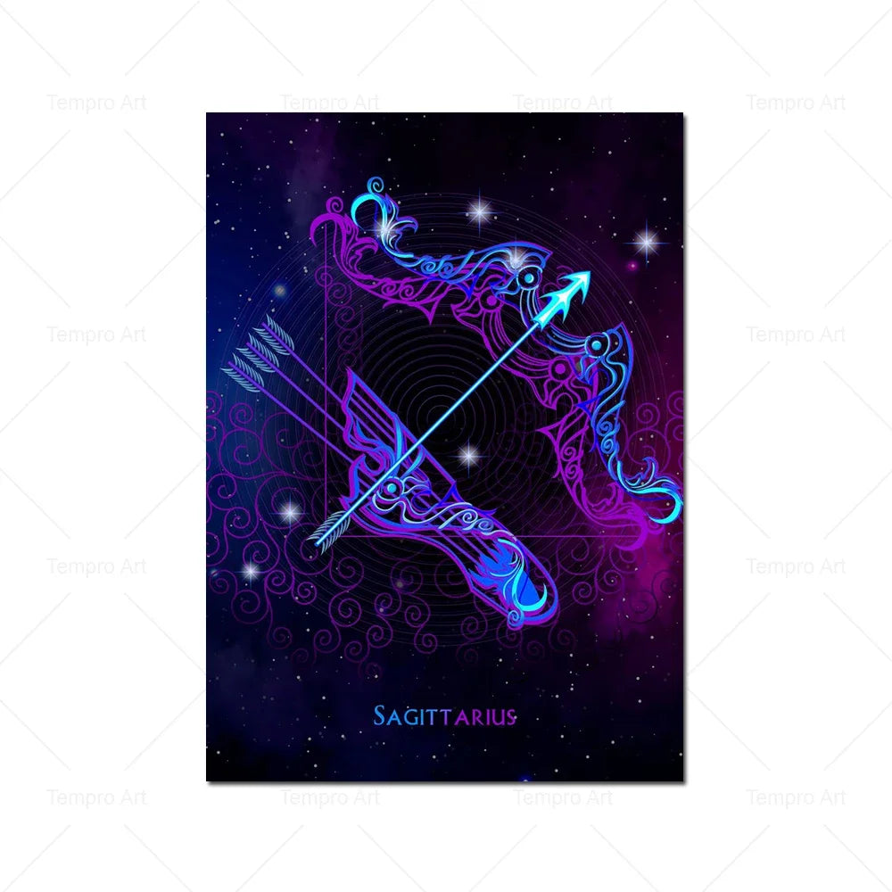 002 - Neon Zodiac Canvas Print Wall Art
