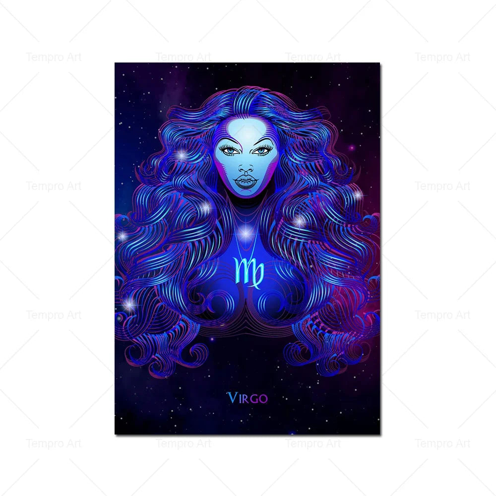 002 - Neon Zodiac Canvas Print Wall Art