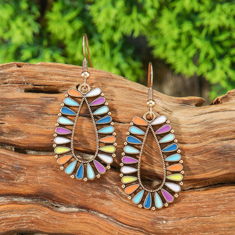 011 - Bohemian Bloom Water & Oil Drop Earrings