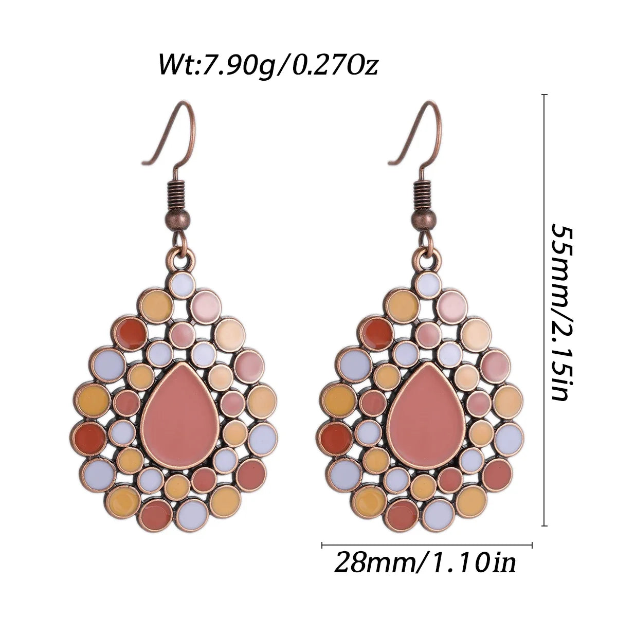 011 - Vintage Bohemian Flowers Water & Oil Drop Earrings