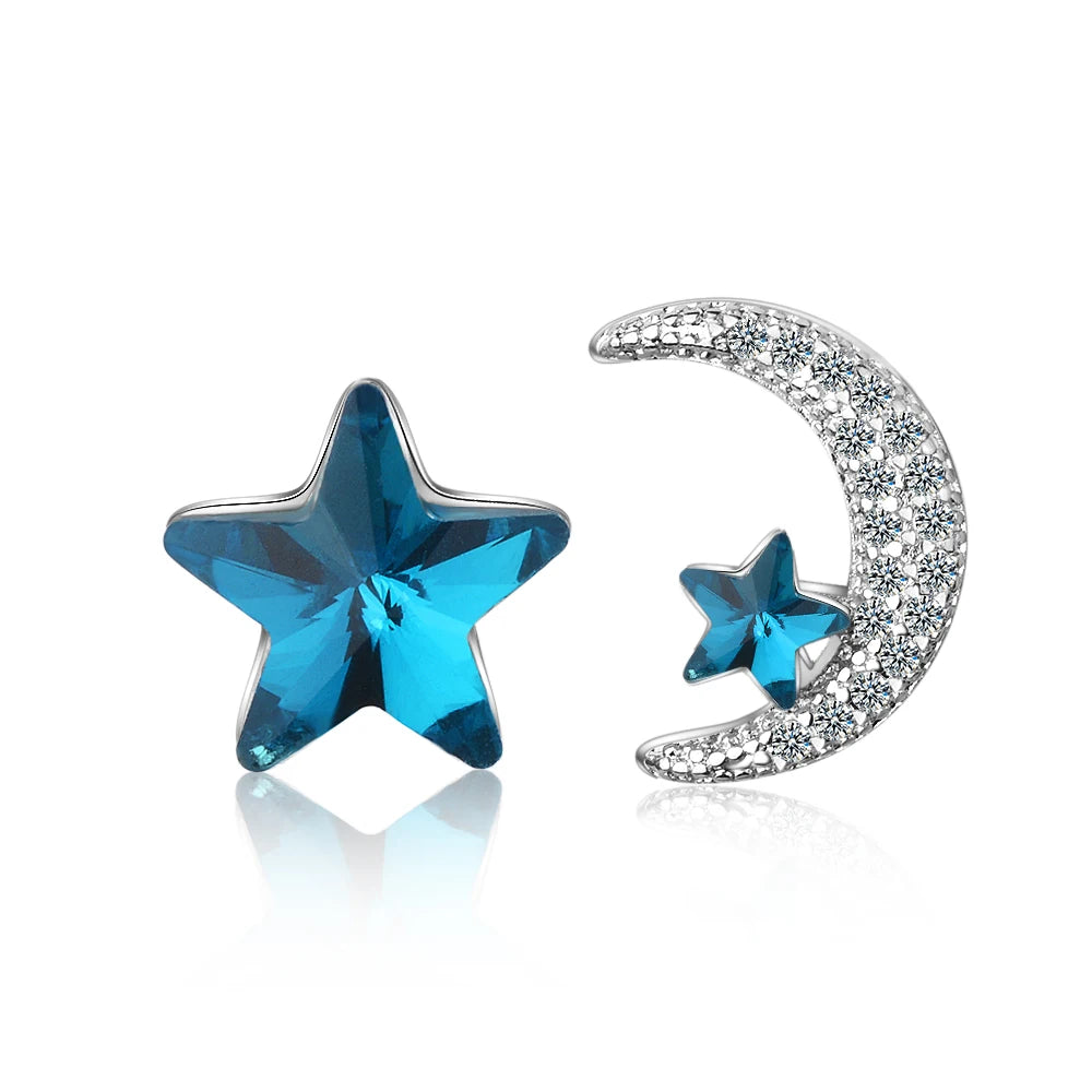 011 - Moon & Star Sterling Silver Gold-Plated Stud Earrings