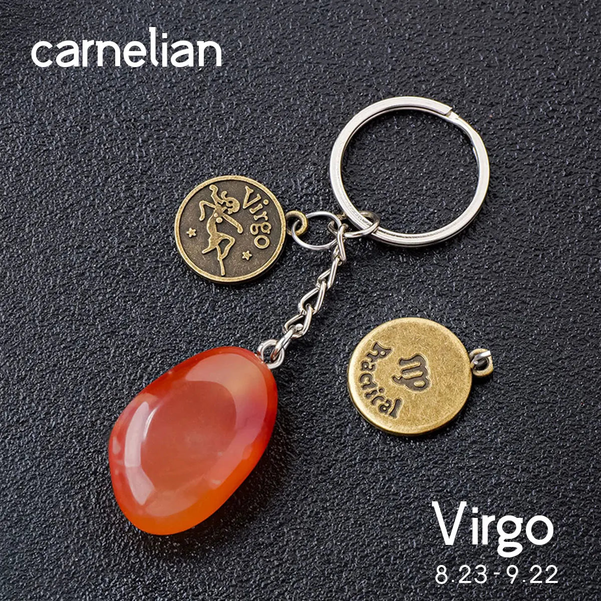 014 - Natural Crystal Zodiac Keychain