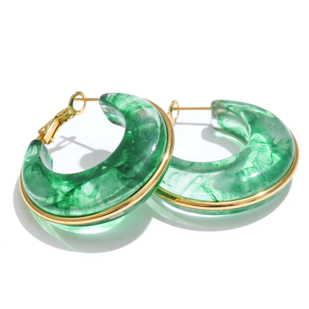 011 - Chunky Trendy Gold-Plated Hoop Earrings