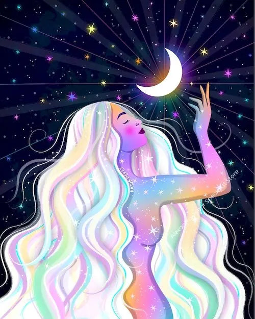009 - Moon Witch Canvas Print Wall Art