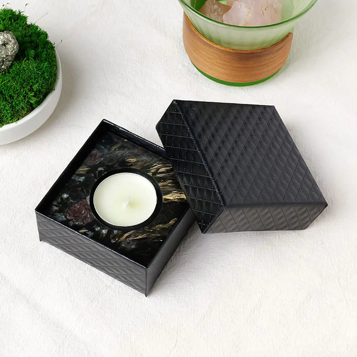 004 - Natural Crystal Stone Tea Light Candle Holder