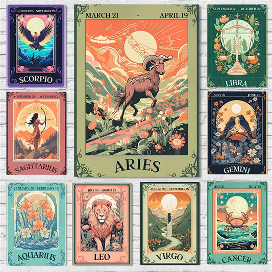 009 - Signs Of The Zodiac Tarot Canvas Wall Art