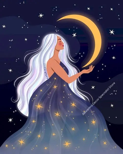 009 - Moon Witch Canvas Print Wall Art