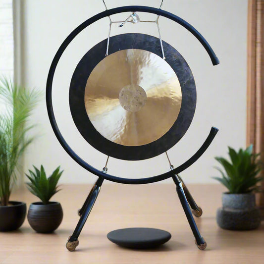 012 - Bronze Deep Wave Wind Gong with C Stand for Meditation