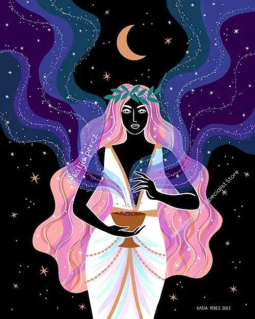 009 - Moon Witch Canvas Print Wall Art
