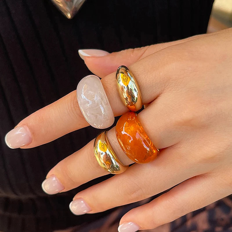 011 - Vintage Boho Styled Water Drop Ring 4pc Set