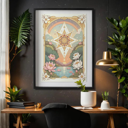 009 - Vintage Lotus Sun Moon Canvas Print