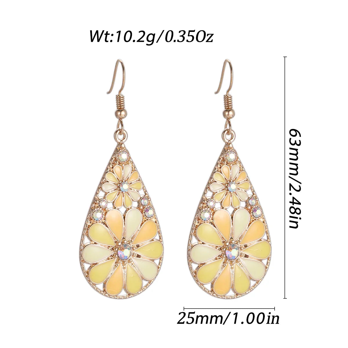 011 - Vintage Bohemian Flowers Water & Oil Drop Earrings