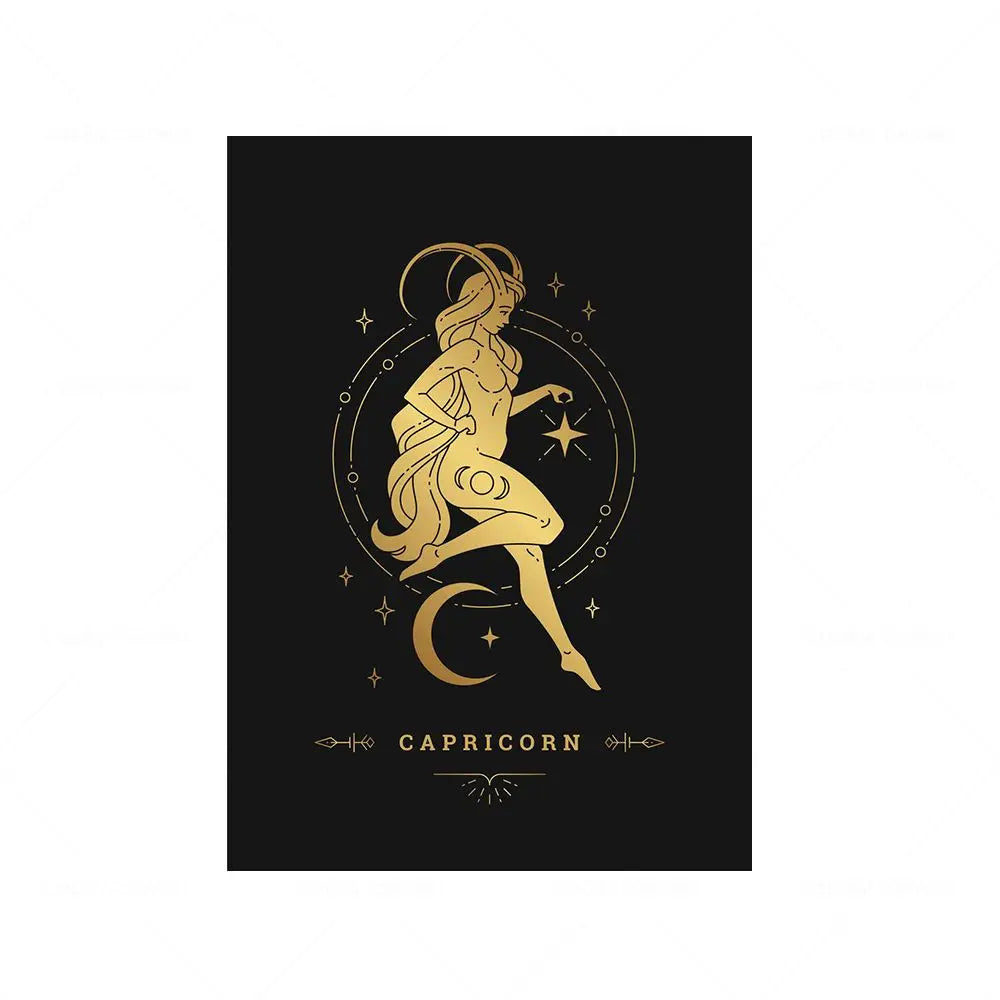 012 - Retro 12 Zodiac Canvas Print Wall Art