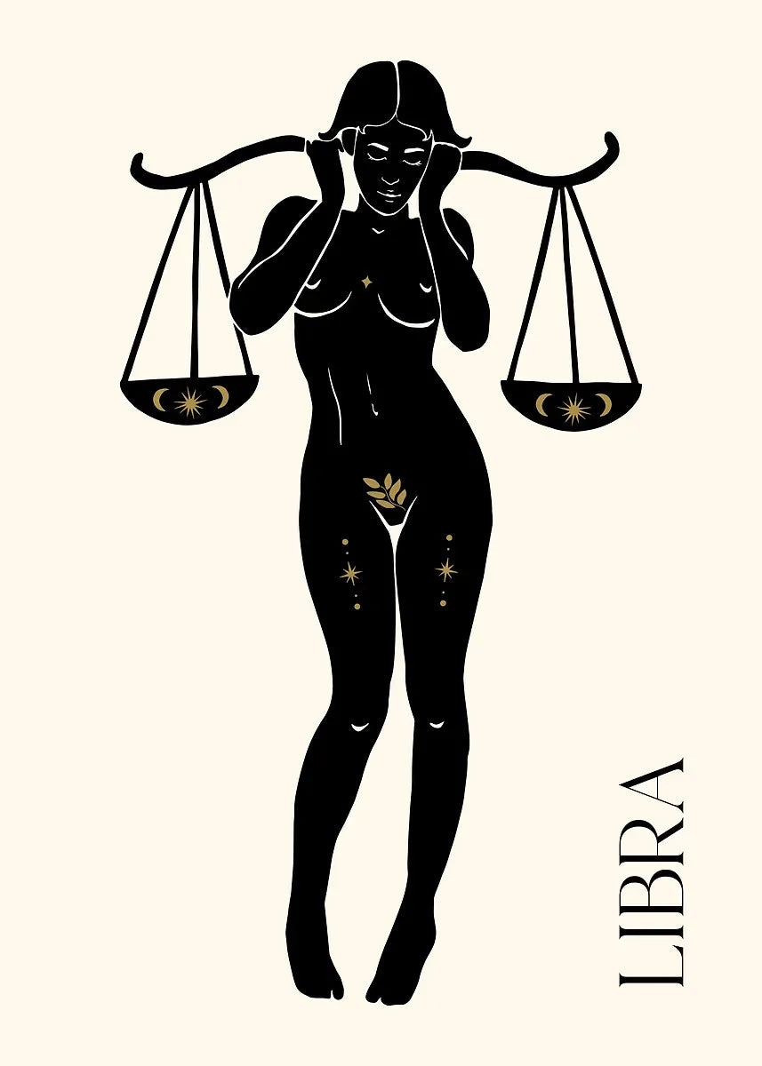 009 - Minimalist Vintage Lady Zodiac Canvas Print Wall Art