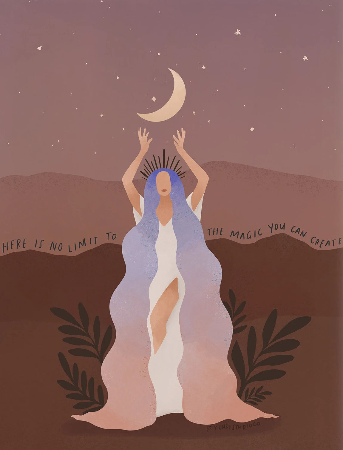 009 - Mystic Moon Goddess Canvas Print Wall Art