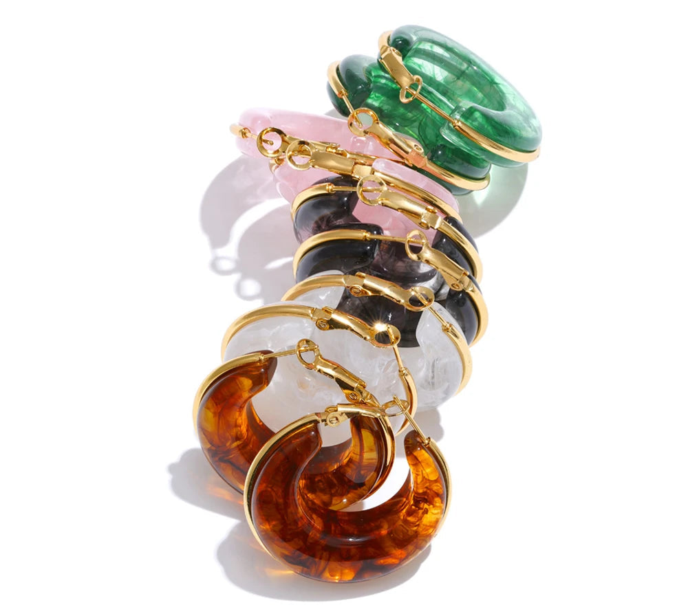 011 - Chunky Trendy Gold-Plated Hoop Earrings