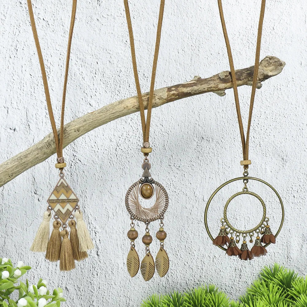 011 - 3pc Bohemian Vintage Tassel Necklace Set