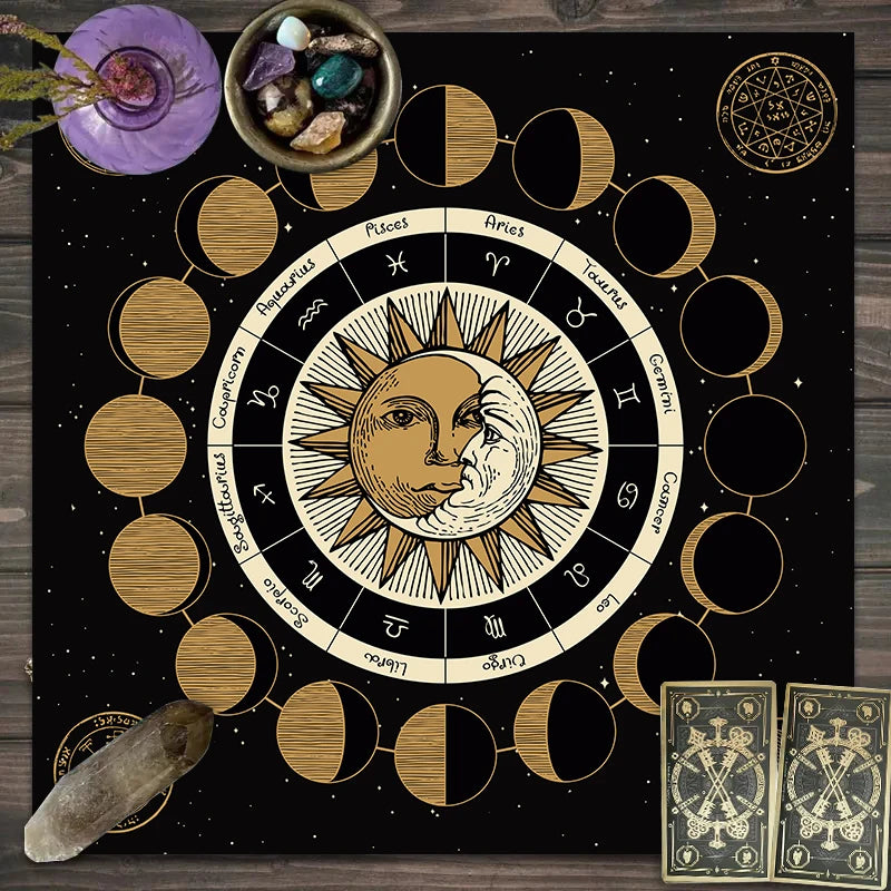 Twelve constellations tarot astrology altar cloth
