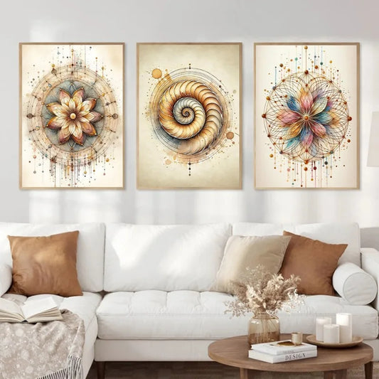 009 - Boho Sacred Geometry Canvas Print Wall Art