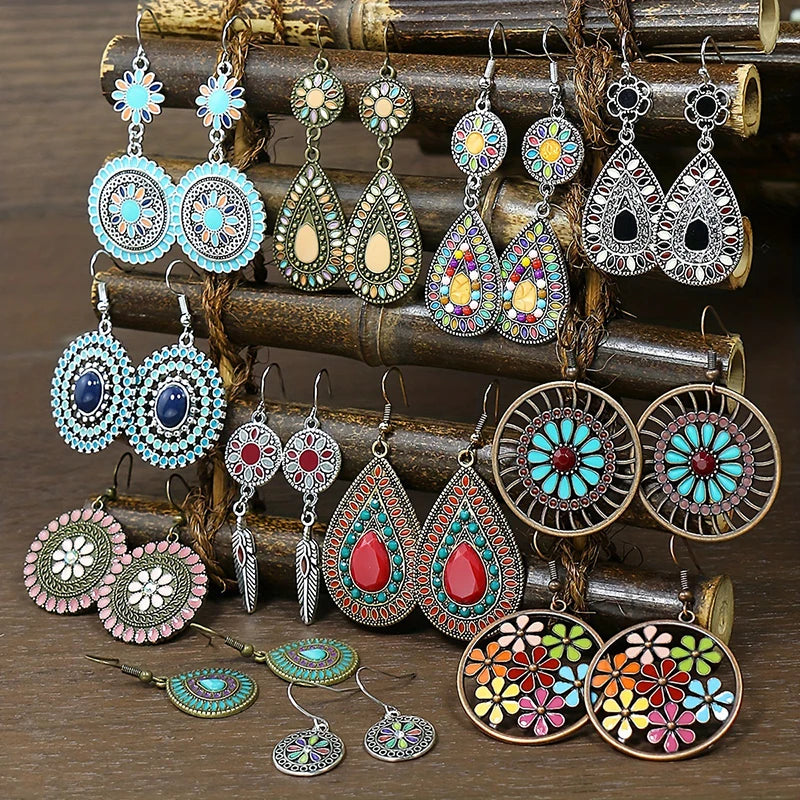 011 - Bohemian Bloom Water & Oil Drop Earrings