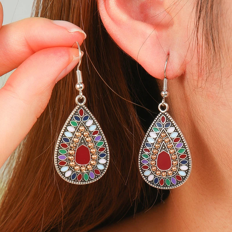 011 - Bohemian Bloom Water & Oil Drop Earrings