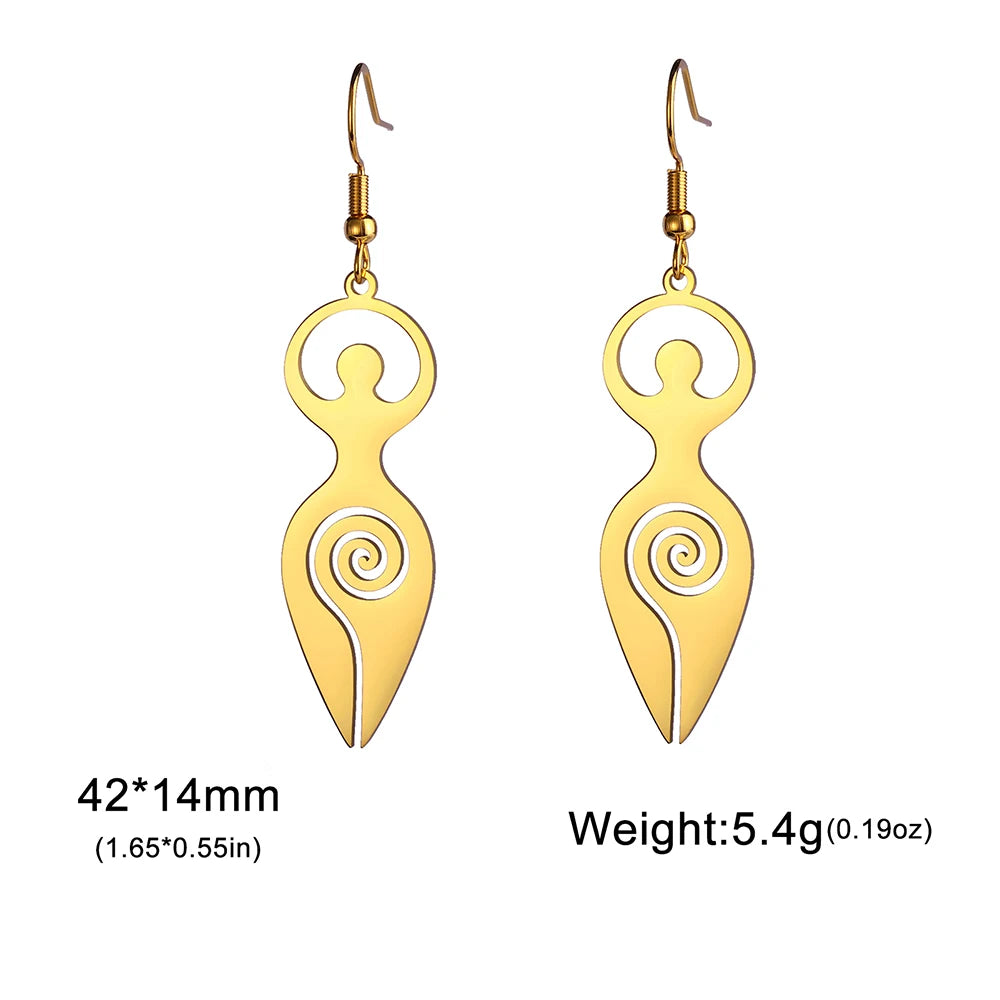011 - Triple Moon Goddess Dangle Earrings