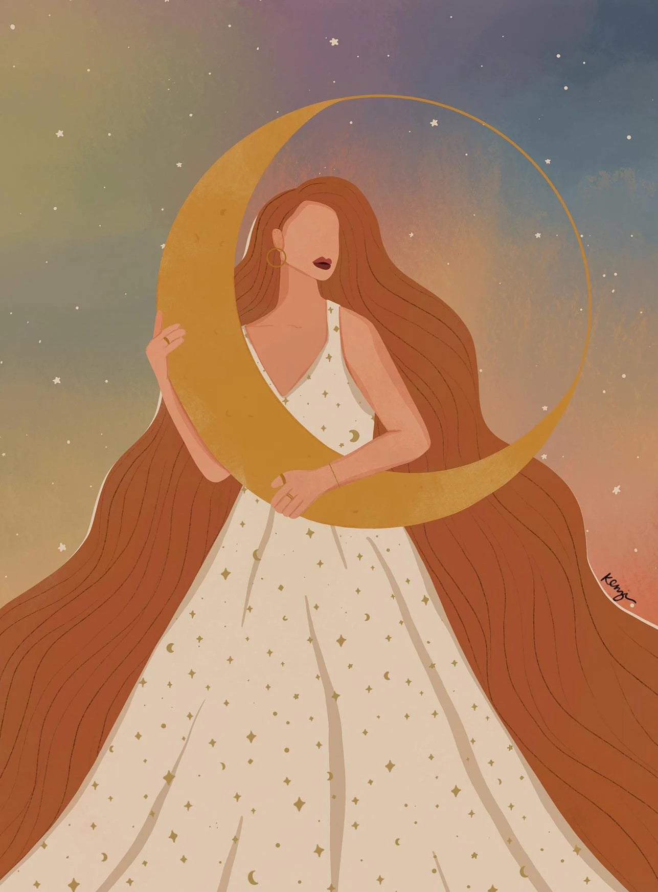 009 - Mystic Moon Goddess Canvas Print Wall Art