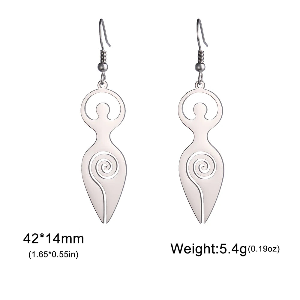 011 - Triple Moon Goddess Dangle Earrings