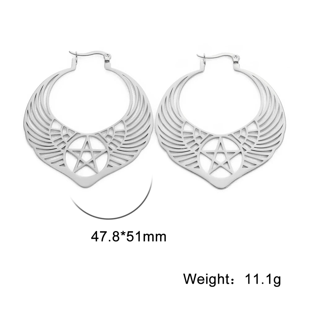 011 - Gothic Pentagram Hoop Style Earrings