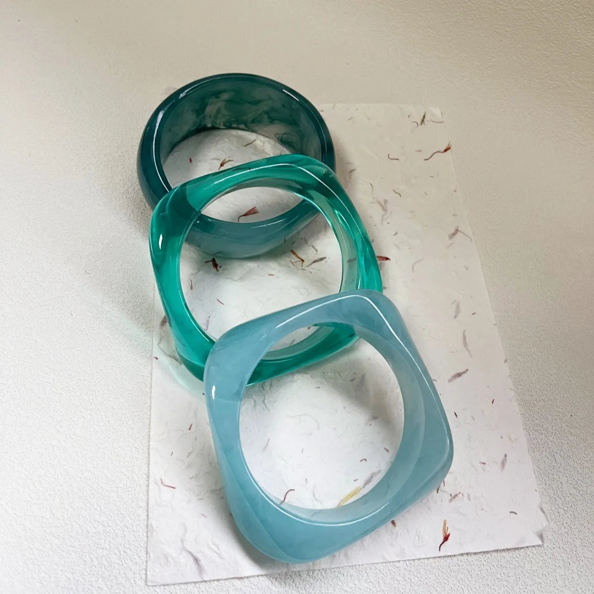 011 - Deep Sea Blue Chunky Bangle Bracelet Set
