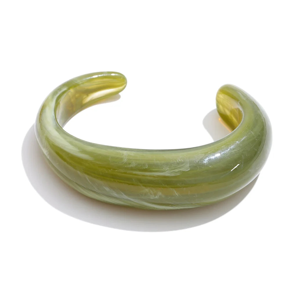 011 - Soft Spring Open Cuff Bangle Acrylic Bracelet