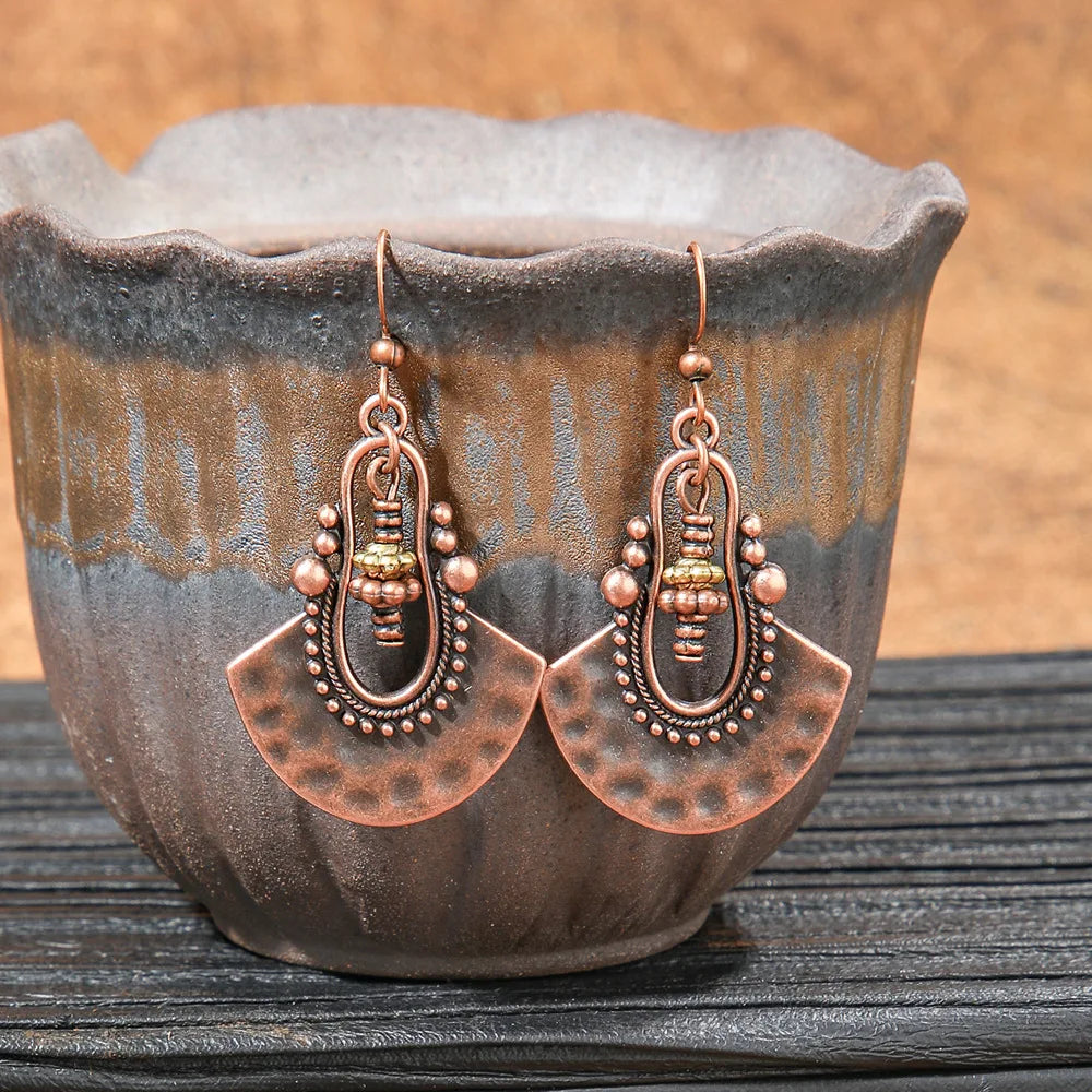 011 - Wooden Bohemian Drop Charm Earrings