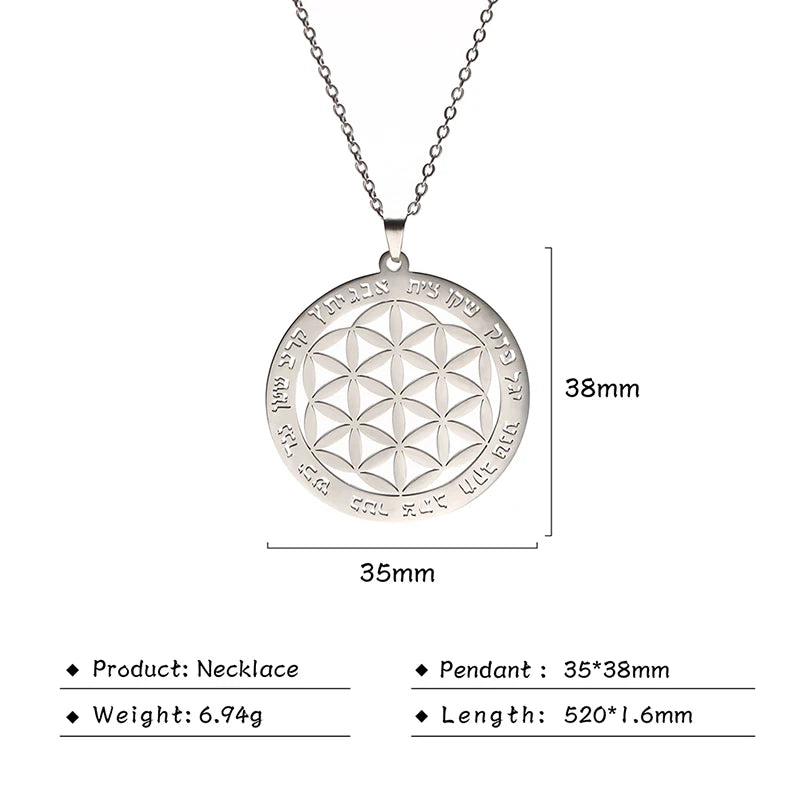 011 - Flower of Life Sacred Geometry Stainless Steel Pendant Necklace