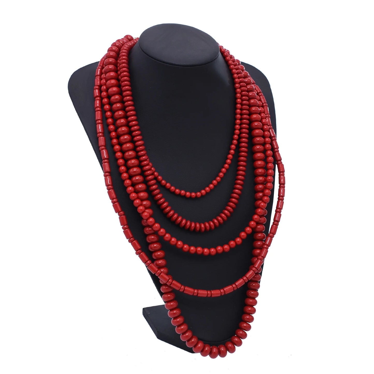 011 - Natural Garnet Multi-Layered Beaded Necklace