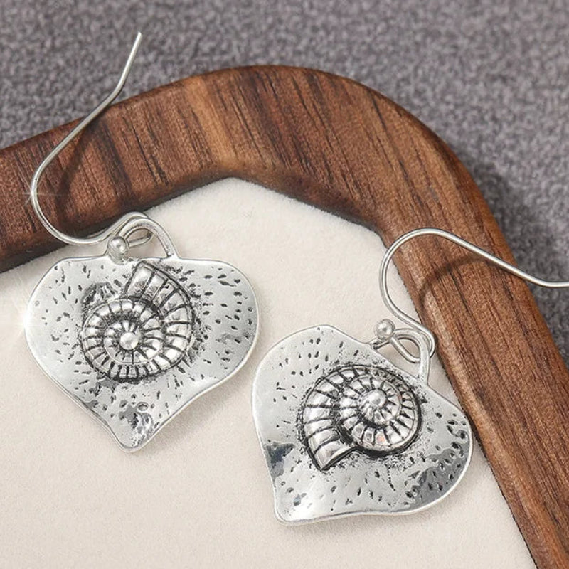 011 - Vintage Silver- Plated Heart Charm Dangle Earrings