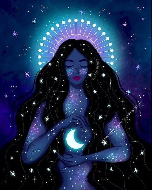 009 - Moon Witch Canvas Print Wall Art